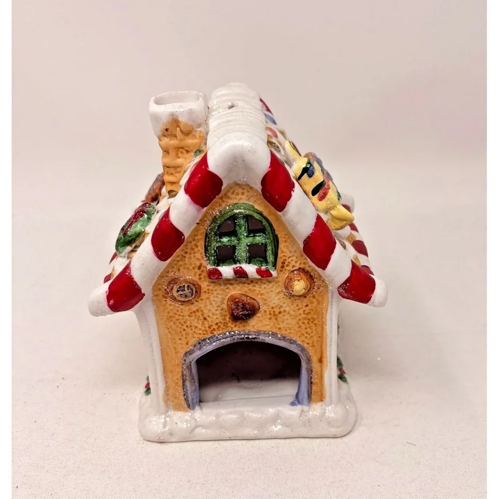 Christmas Gingerbread House Tea Light Candle Holder Santa Cookie Cottage Decor